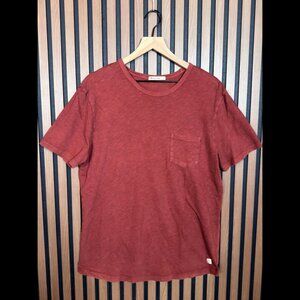 Marina Layer T Shirt Large Mens Brick Red Short Sleeve Pocket Tee Casual